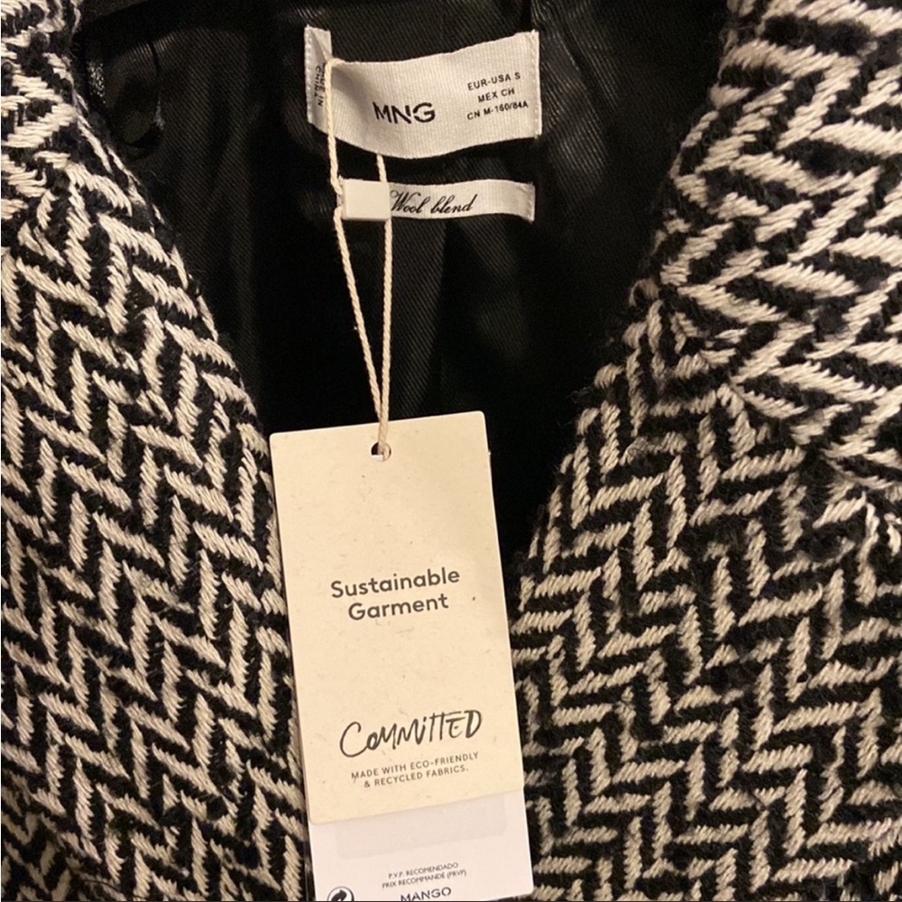 Mango Double Breasted Herringbone Coat View 5